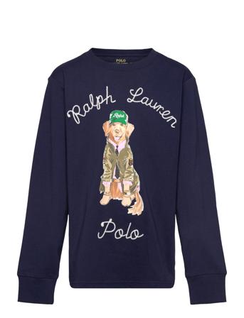 Dog-Print Cotton Long-Sleeve Tee Tops T-shirts Long-sleeved T-shirts Navy Ralph Lauren Kids