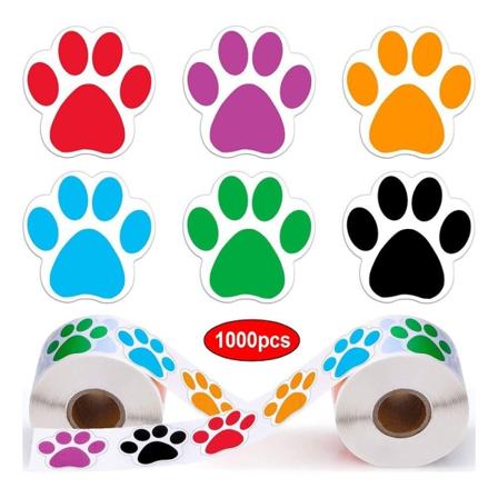 Rul farverige poteprint-klistermærker Hund Kat Pet Footprint Label