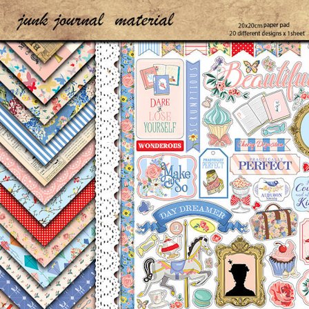 20 ark vintage trädgårds papper, karaktär växter mönster deco