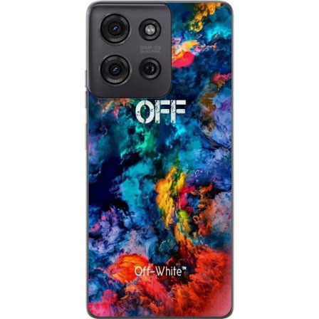 Kompatibel Mobilcover til Motorola Motorola Moto G75 Abstrakt farveeksplosion med tekstet OFF intensiv kunstnerisk komposition med energi bevægelse o