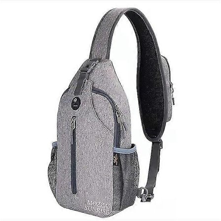 Crossbody Sling Ryggsäck Sling Väska Rese Vandring Bröstväska, Ljusgrå
