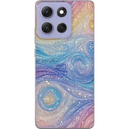 Kompatibelt Mobildeksel til Motorola Moto G86 Power Pastellfarget glittervirvel med regnbuefarger og skimrende sandaktig tekstur i myke bølger med en