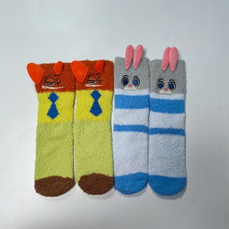 Vinter Coral Fleece Plys Sokker med Tegneseriedesign Varme Sovesokker Par Sokker Gave