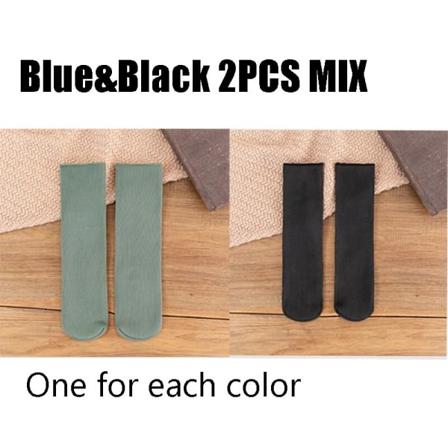 Vintervarma solida damstrumpor Thermal termosockor Ull Cashmere Black Skin Sömlös snöstrumpa Sammet unisex 2PCS MIX