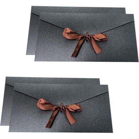 4 pakke sorte kraftpapir kuverter med bånd, invitationskuverter til festival og fest