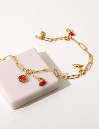 Design Letters Darling Charm Enamel Collection, Gold Plated - Red - L:9MM