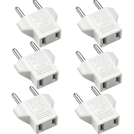 VGUARD US til EU Adapter, [6 Pak] 2 Ben CN Kina USA Amerikansk til 2 Ben EU Europa Frankrig, Tyskland, Spanien, Egypten og Mere - Hvid