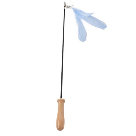 Funny Cat Stick Infällbar fjäderklocka Rolig Cat Stick med trästång för inomhuskatter Blå