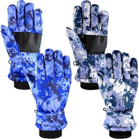 Vinterskihansker for barn, vanntette, varme snøvotter, blå, grå (4-7 år)
