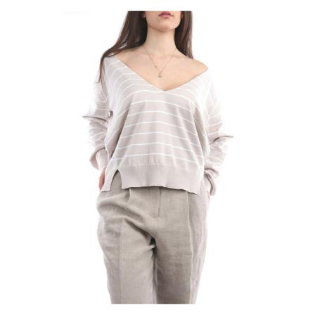 Fabiana Filippi, Mad 272W051-I231 V-neck pullover Beżowy, Kobieta, Rozmiar: XL