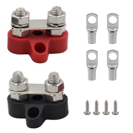 M8 Akun Virranjakoterminaali Kaksoisnapainen Akkuterminaali 12V-48V Auto Kuorma-auto Vene Musta ja Punainen 2kpl