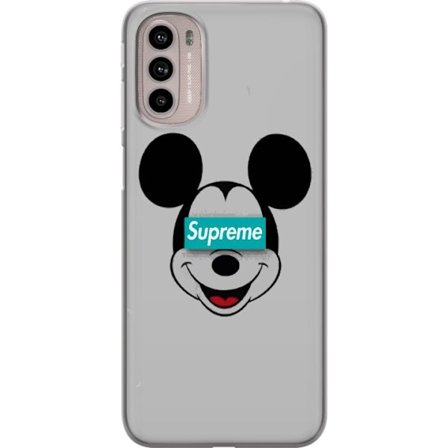Kompatibelt Mobilskal till Motorola Motorola Moto G41 Mickey Mouse ansikte med Supreme logotyp streetwear inspirerat pop art motiv perfekt för fans a