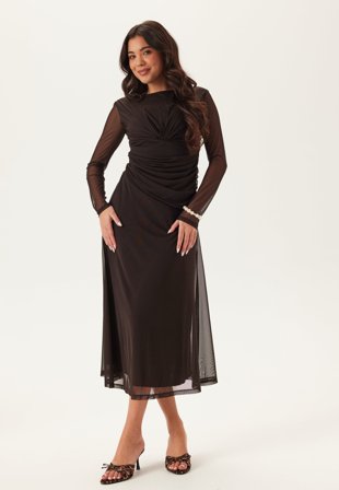 BUBBLEROOM-Drapy Twist Mesh Dress-XS