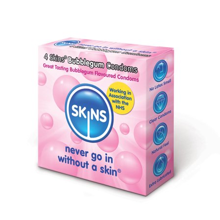 Skins: Bubbelgum Kondomer - 4 pack