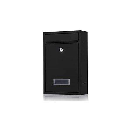 Galvaniserad stålbrevlåda med nyckel och namnskylt (Svart)