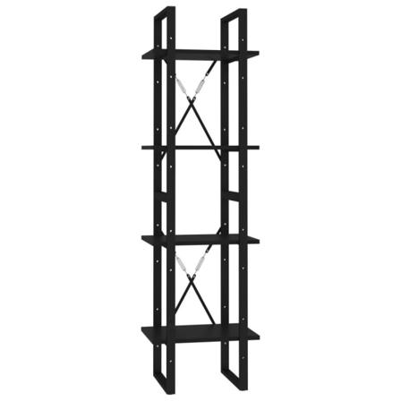 Vidaxl Bokhylla 4 Hyllplan Svart 40x30x140 Cm Konstruerat Trä Svart