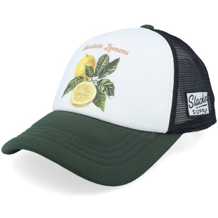 Slacker Supply - Branco trucker Boné - Sunshine Lemons Foam White/Olive/Black Vintage Trucker @ Hatstore