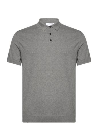 Slhberg Ss Knit Polo Noos Grey Selected Homme