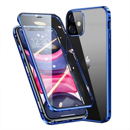 TG iPhone 12 - Elegant Smalt Magnetisk Dobbeltskal Blå