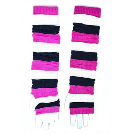Armvarmere Håndleddsvarmere - Stripete rosa, svart og hvitt