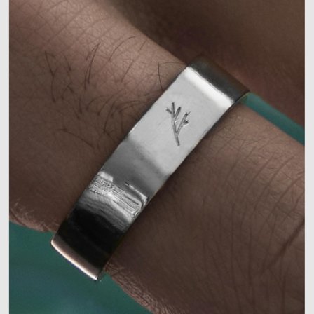 Inel Adrian cu o față plată din argint pentru bărbați