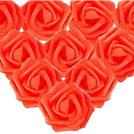 100 st artificiella vita rosor 7 cm blommor, blomhuvuden vita prydnader, bröllopsbankett vita hårornament (ceremoni röd)