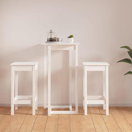 Vidaxl Barmöbler 3 Delar Vit Massiv Furu Vit