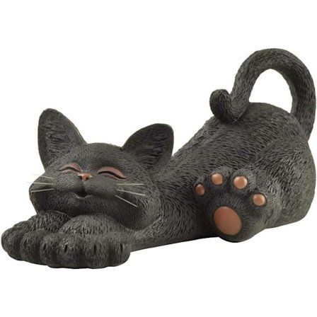 1 stk. Svart Fantasifull Lykkelig Katt Figur - Avslappende Yoga Dekor - Katt