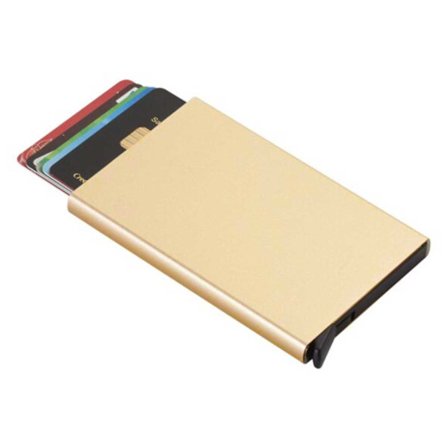 Metalli pop-up-kortin pidike RFID-suojalla kultaa