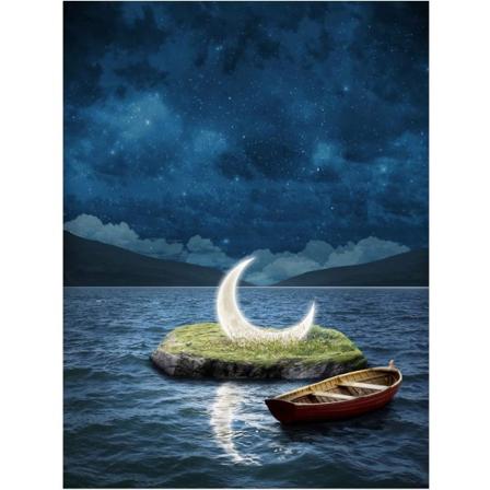 5D DIY Aikuisten Digitaalinen Timanttimaalaussetti 12x16 Tuumaa Moonfall Pyöreä Täysi Timanttimaalaussetti Kotiseinän Koristeluun