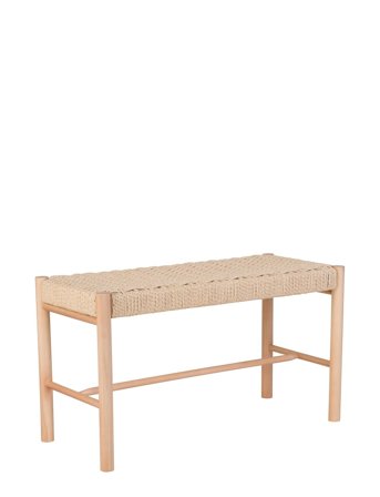 House Nordic Asta - Bench In Poplar Wood And Woven Seat, Nature, 35X80X45 Cm - Beige - ONE SIZE