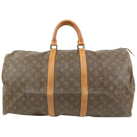Louis Vuitton Vintage, Pre-owned Keepall 55 Monogram Bag Bruin, Dames, Maat:ONE Size,leer