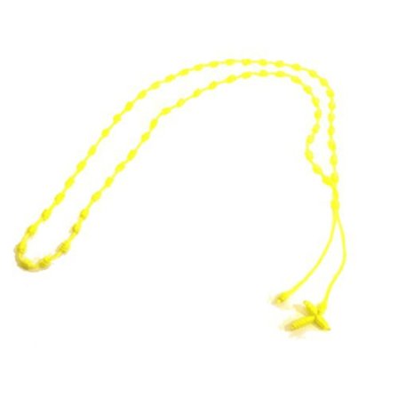 Rosenkrans / Kors halskjede gult stoff