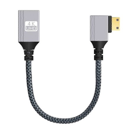 Typ A 0,2 m rätvinklig mini HDMI hane till HDMI hona adapterkabel HD-videokabel
