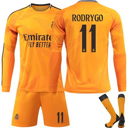 2425 Real Madrid Fotballdrakt Nr. 5 Bellingham 7 Vinicius Jr. Langermet Fotballdraktsett for Voksne og Nr. 11 RODRYGO No.11 RODRYGO_max