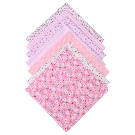 7 stk. Håndlagde DIY Bomullsstoff Lys Rosa Blomstrete Lappeteppestoffer Materialer for Sying Scrapbooking Quilting (50x50cm)