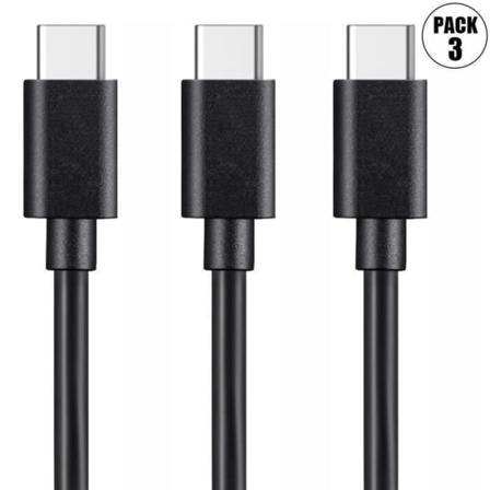 3 x USB-C hurtigopladningskabel til Redmi 10C - 10A - 10 - 11A - 1 meter sort