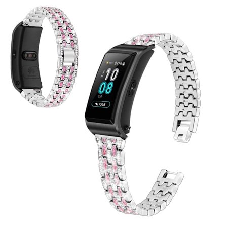 strass rostfritt stål klockarmband för Huawei TalkBand B5 - silver / Rose
