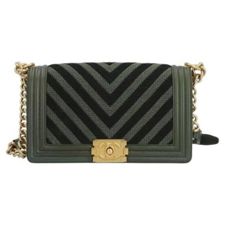 Chanel Vintage Pre-owned Leather chanel-Tass , Groen , Dames , Maat: ONE Size Vintage Tassen