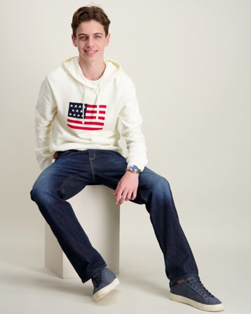 RYVLS Flag Knit Hoodie Cremefarben Pullover Jungen - Kids Brand Store