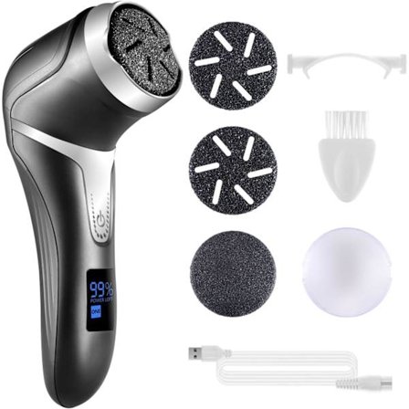 Fotvortefjerner - Oppladbar vanntett elektrisk fotfil for tørr, hard, død hud og sprukne hæler, profesjonelle pedikyrverktøy med 3 slipehoder