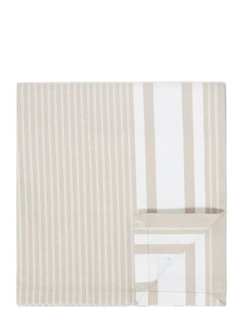 Lexington Home Icons Striped Org Cotton Oxford Tablecloth - Beige - 180X180