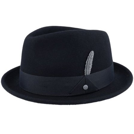 Stetson - Svart fedora Hatt - Player Woolfelt 1 Black Fedora @ Hatstore