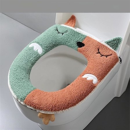 (Rosa med Grön) Toalettsitsdyna för Alla Årstider