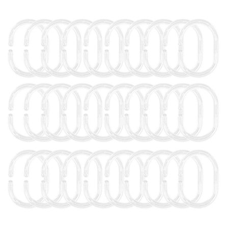 30-pak dusjforhengsringer Gardin C-ringer Henger Badekar Draperi Loop Clip Glide (klar)
