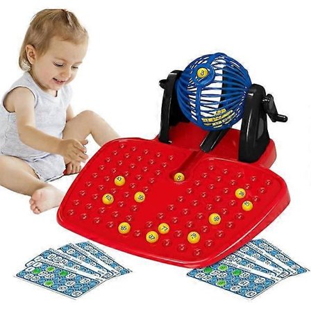 Bingo-pelisetti, perhelautapeli, bingoarvontakone bingohäkilla, klassinen perhelautapeli juhliin