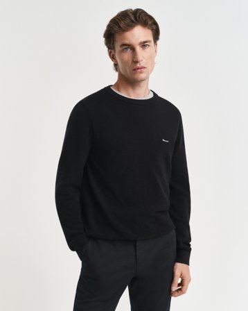 GANT Herren Rundhalspullover aus Baumwoll-Piqué (4XL) Schwarz