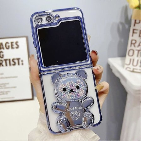 Z Flip 5 Skal, elektropläterad tecknad björn Stötsäkert Anti-fall Skal För Samsung Galaxy Z Flip 5 Med - JA