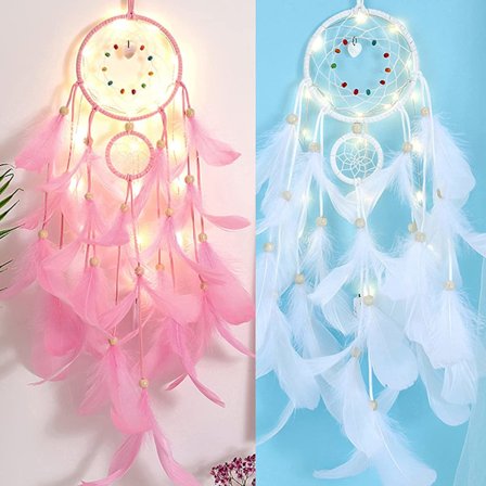 2 stk. Dream Catcher med lys, LED Dream Catcher vægophæng