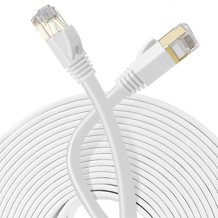 10m Flad Ethernet Kabel, Cat7 Netværkskabel Med Forgyldt Rj45, Kompatibel Med Cat6/cat5, Fiber Ethernet Kabel, Til Router, Switch Modem (hvid)